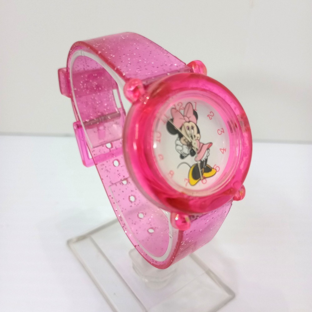 Disney Parks Minnie Mouse Pink Glitter Kids Watch Japan New Battery‎ Band Broken - Picture 3 of 12